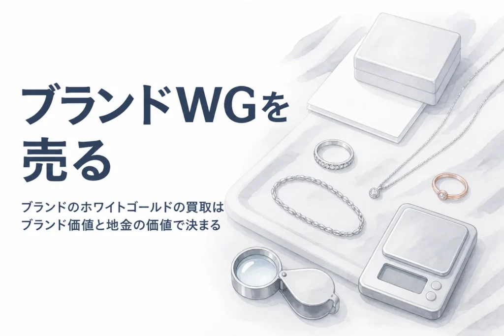 ブランドのホワイトゴールドの買取を説明する記事のアイキャッチ