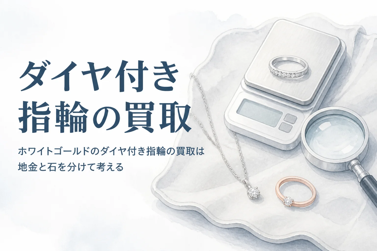 ホワイトゴールドのダイヤ付き指輪の買取を説明する記事のアイキャッチ