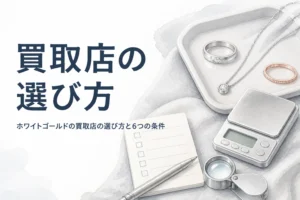 ホワイトゴールドの買取店の選び方を説明する記事のアイキャッチ