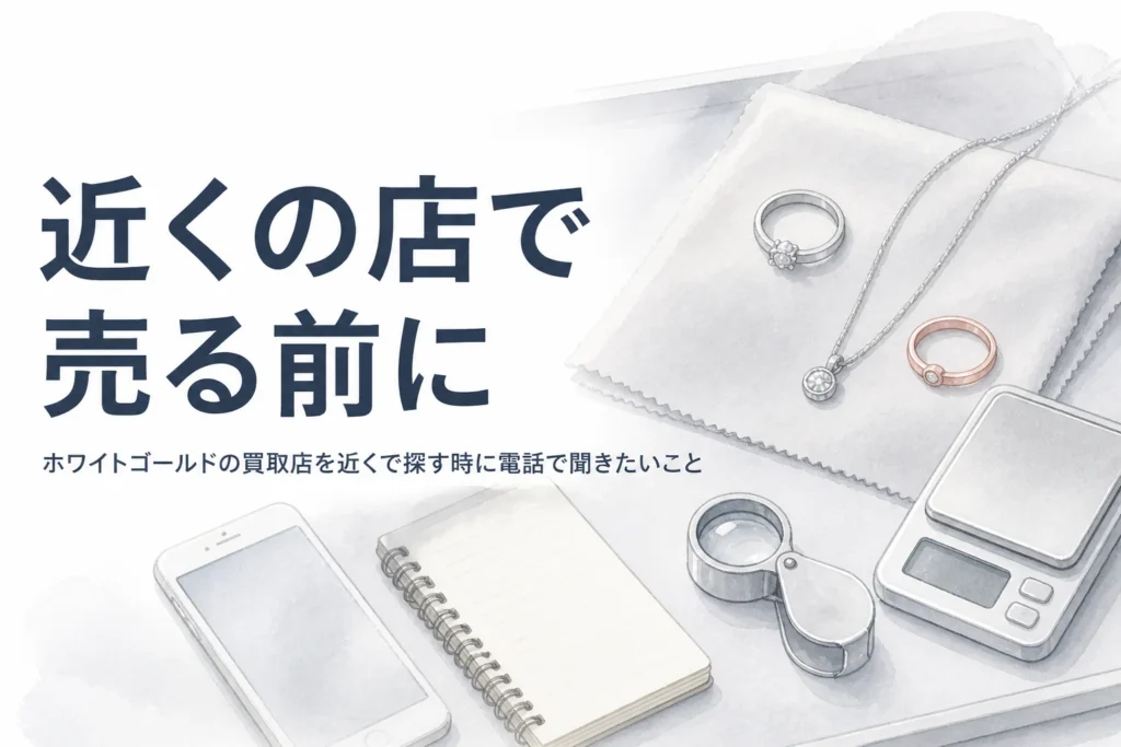 ホワイトゴールドの買取店を近くで探す方法を説明する記事のアイキャッチ