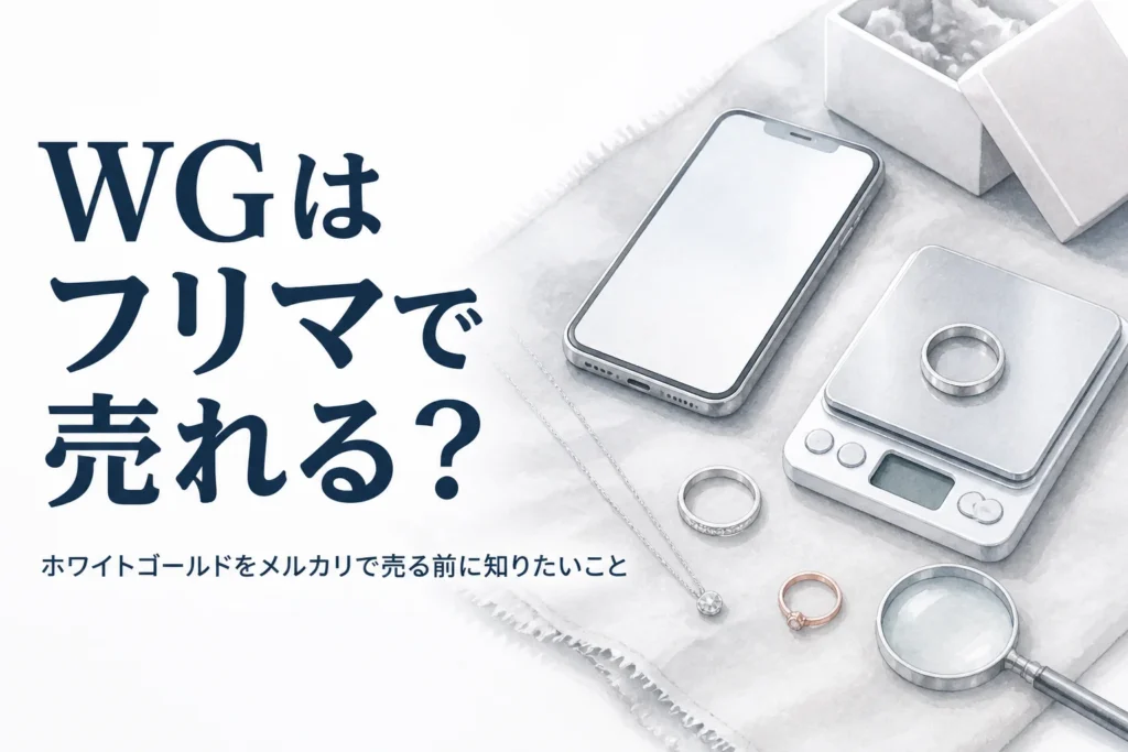 ホワイトゴールドをメルカリで売るか買取店で売るかを説明する記事のアイキャッチ