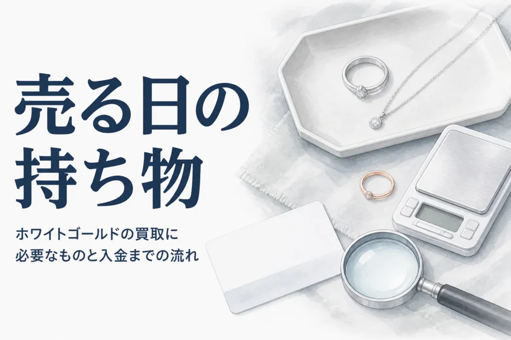 ホワイトゴールドの買取に必要なものと入金までの流れを紹介する記事のアイキャッチ