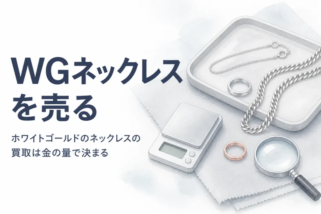 ホワイトゴールドのネックレスの買取を説明する記事のアイキャッチ