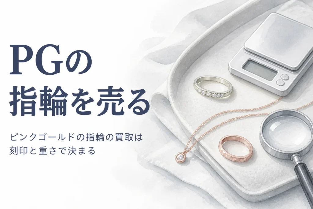 ピンクゴールドの指輪とネックレスの買取を説明する記事のアイキャッチ