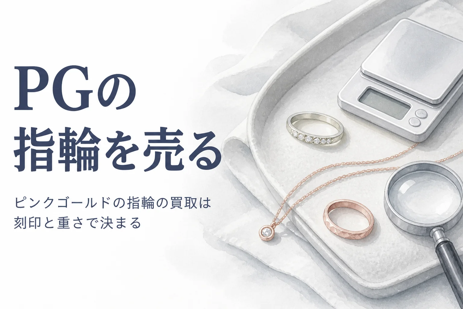ピンクゴールドの指輪とネックレスの買取を説明する記事のアイキャッチ