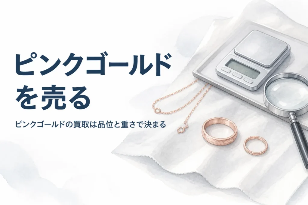 ピンクゴールドの買取価格と売れる物を説明する記事のアイキャッチ