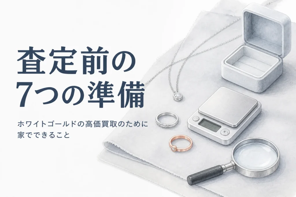 ホワイトゴールドの高価買取のための準備を説明する記事のアイキャッチ