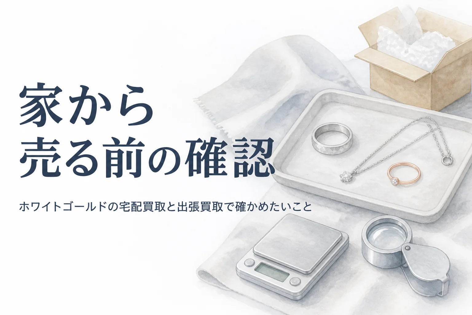 ホワイトゴールドの宅配買取と出張買取で確かめたいことを紹介する記事のアイキャッチ