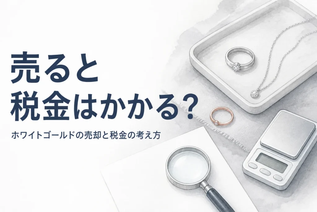 ホワイトゴールドの売却と税金の考え方を説明する記事のアイキャッチ